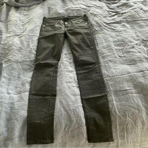 7 For All Mankind Black Wax Coated Skinny Jeans